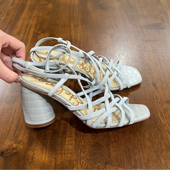 Sam Edelman Daffodil Croc Embossed Heel Wrap Ankle Sandals Size 8 - Picture 2 of 8